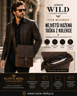 Luxusní pánská kožená taška přes rameno Always Wild Titan Messenger